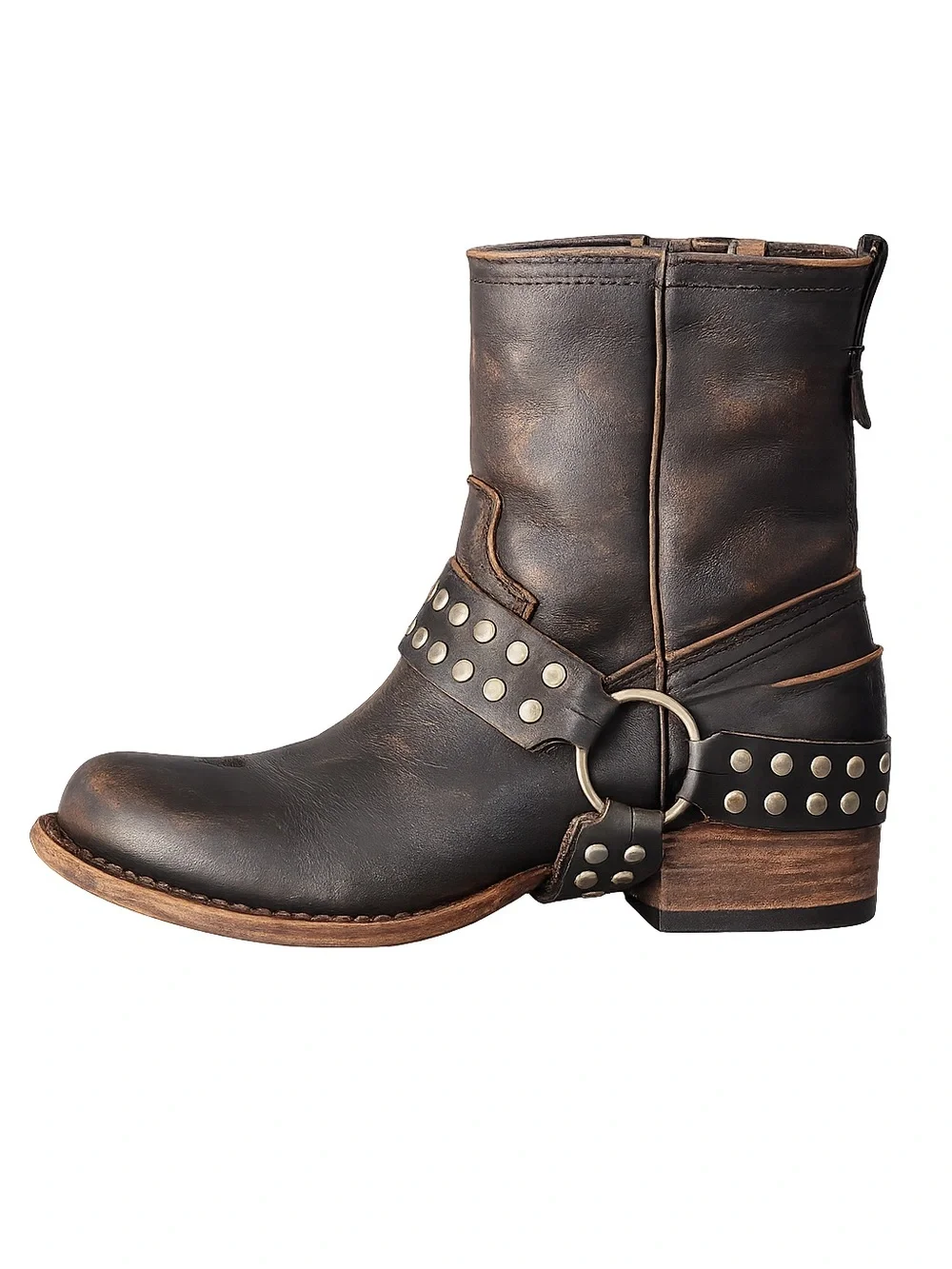 ✨ BRAND NEW ✨ Freebird by Steven “Ramone” Black Leather Studded Harness Boots